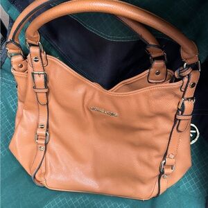 Michael Kors Cognac Pebbled Leather Shoulder Tote